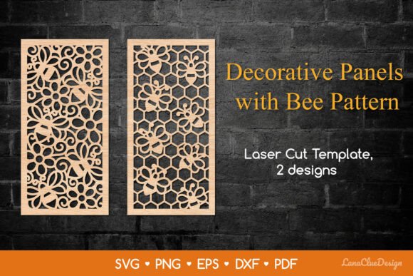 Bee Decorative Vertical Panels: Nature-Inspired SVG Art
