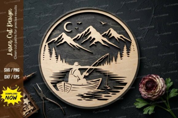Bringing the Outdoors Inside with a Fishing Mountain Scene Laser Cut SVG