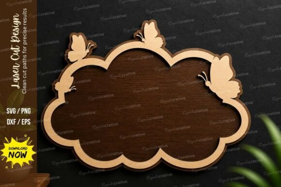 Cloud Frame Laser Cut Wall Art and Premium Design Files for Creative Projects