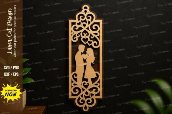 Couple Silhouette Bookmark SVG Laser Cut