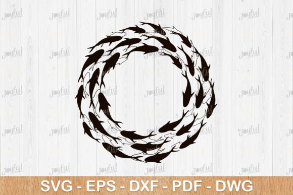 Fish Circle Silhouette SVG: Versatile Design Assets