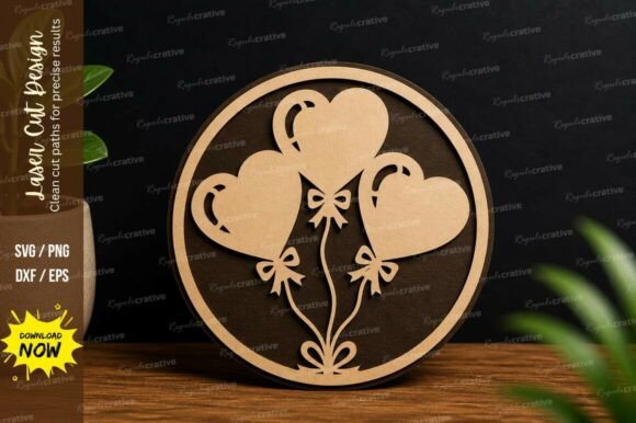 Heart Balloon Laser Cut Wall Art Decor