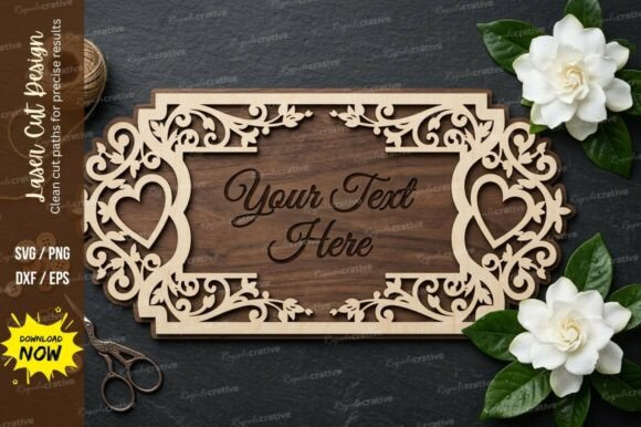 Heart Name Frame Laser Cut SVG