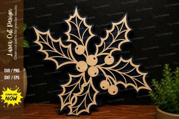 Holly Leaves Ornament Laser Cut Svg File