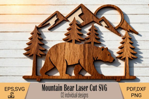 Mountain Bear Laser Cut SVG for Designers