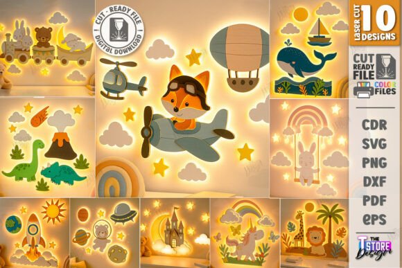 Nursery Luminous Wall Décor Bundle Laser Guide