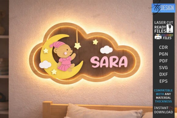 Personalized Cloud Night Light Laser Cut
