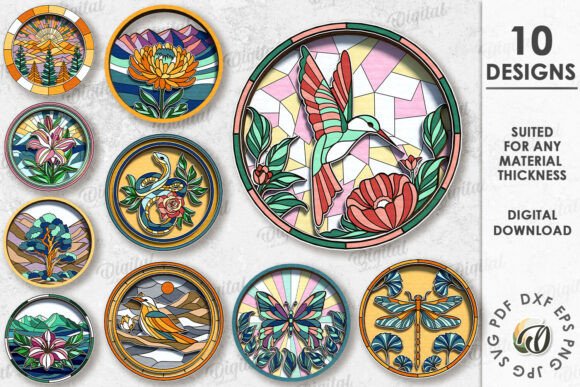 Transform Your Space with Stained Glass Nature Wall Decor Lasercut Designs