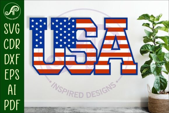 USA Flag Letter Wall Sign 3 Layered Design Guide
