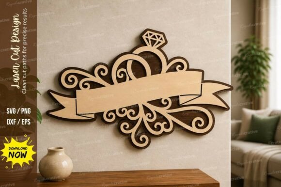 Wedding Ring Frame Laser Cut Svg Cutting